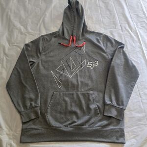 Fox Gray Hoodie with Red Accents
